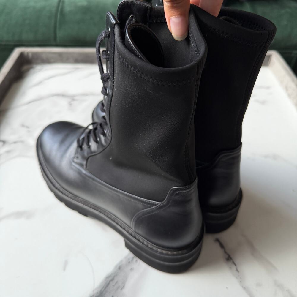 Stuart Weitzman Ande Lift Bootie Black Leather Combat Boots Size 9.5 - Picture 10 of 12
